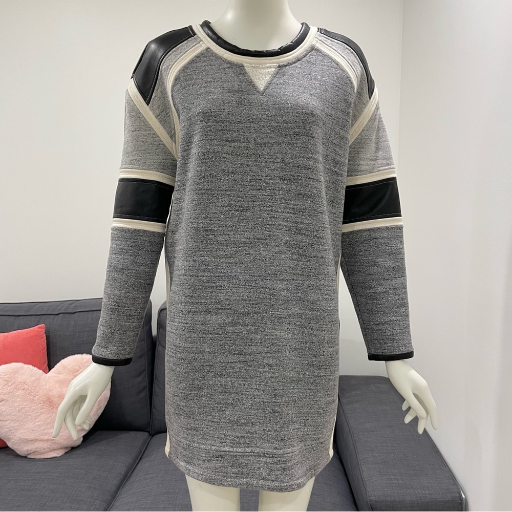 IRO Elmira Long Sleeve Sweater Dress with Leather Panels Size 38 / Size Medium